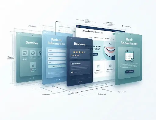 Layered dental website page designs