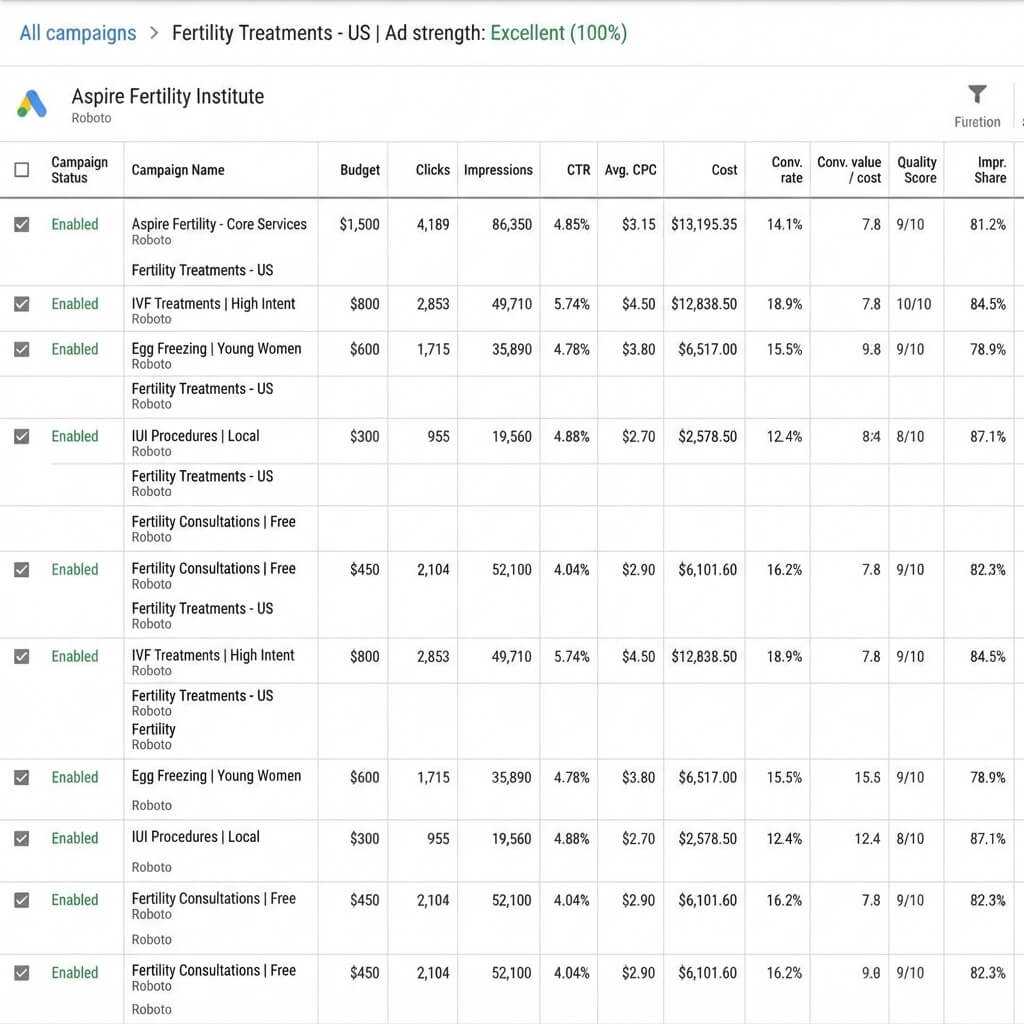Fertility Clinic Google Ads & PPC Management for IVF Practices