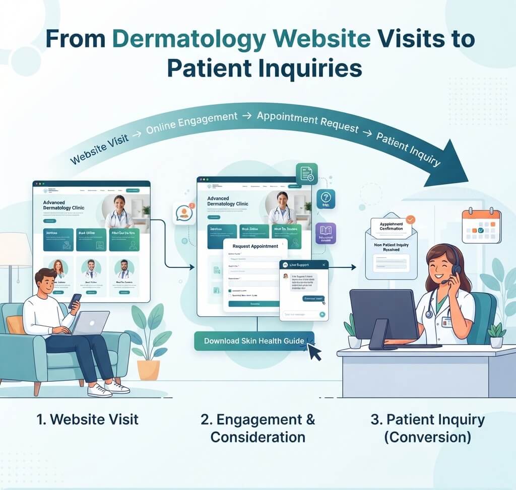From Dermatology Website Visits to Patient Inquiries